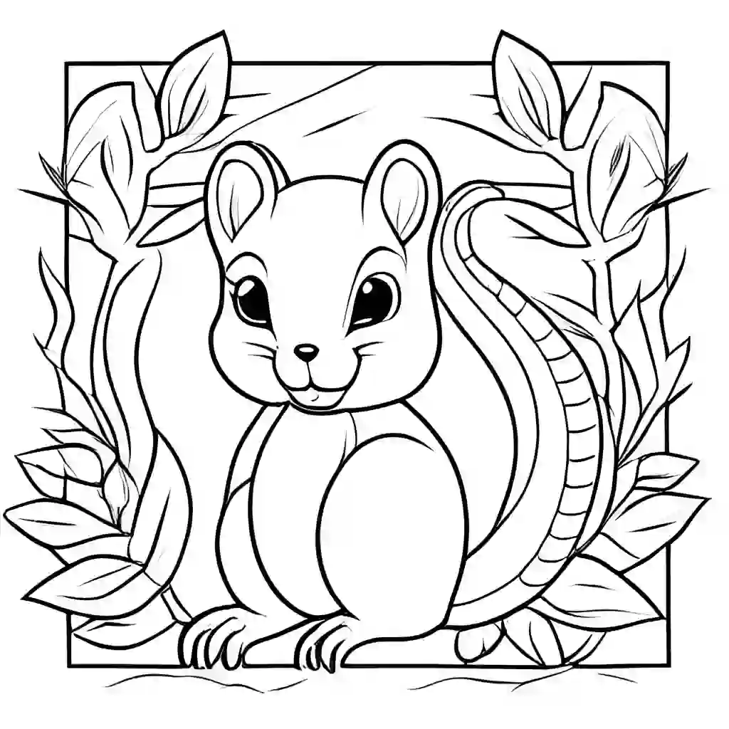 Squirrels in Trees coloring pages